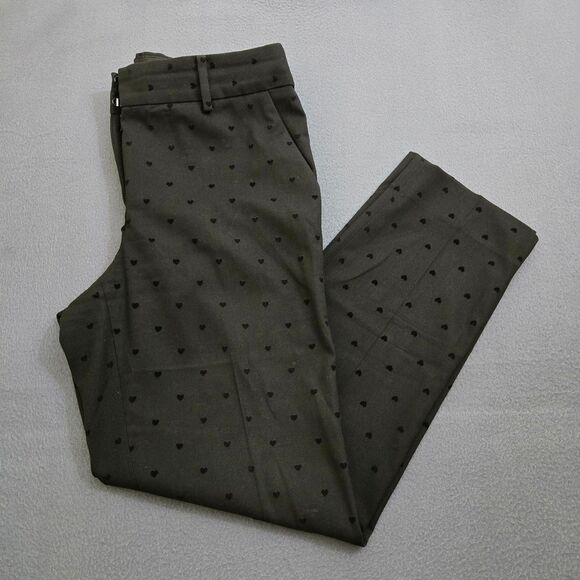 Talbots Pants - Talbots Women 8 Black Heart Print Mid Rise Hampshire Straight Leg Ankle Pants